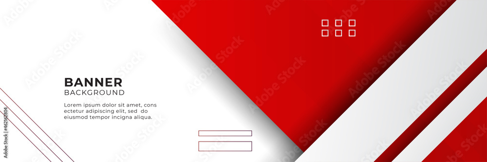 Poster Abstract red banner background design template vector illustration with 3d overlap layer and geometric wave shapes. Polygonal abstract background, texture, advertisement layout and web page