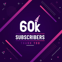 Thank you 60K subscribers, 60000 subscribers celebration modern colorful design.
