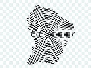 Abstract black map of French Guiana - planet dots planet, isolated on transparent background.Vector eps 10