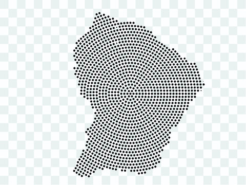 Abstract black map of French Guiana - planet dots planet, isolated on transparent background.Vector eps 10