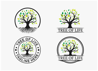 inspiration set tree of life logo premium vector