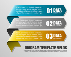 Information infographic statistic vector presentation. Graphic composition for your business presentations. Three glossy strip for your annotations. 3 color sticker for registration of proposals
