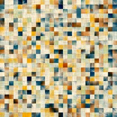 Seamless square tile faux wall mosaic pattern for surface design and print. High quality illustration. Detailed ornate grid repeat swatch.