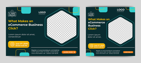 eCommerce Business live webinar banner invitation and social media post template. Business webinar invitation design. Vector EPS