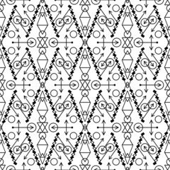 Tribal vector black and white pattern. Ethnic seamless texture with geometric ornament