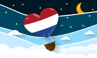  Heart air balloon with Flag of Netherlands for independence day or something similar 