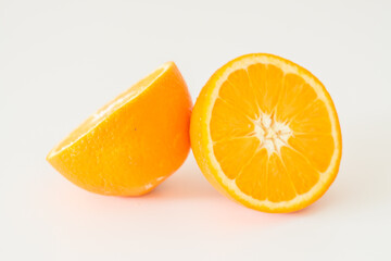Isolated oranges against a white background