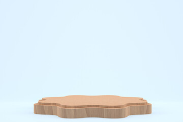 wood podium minimal 3d rendering or product stand for cosmetic product presentation