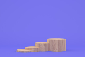 wood podium minimal 3d rendering or product stand for cosmetic product presentation