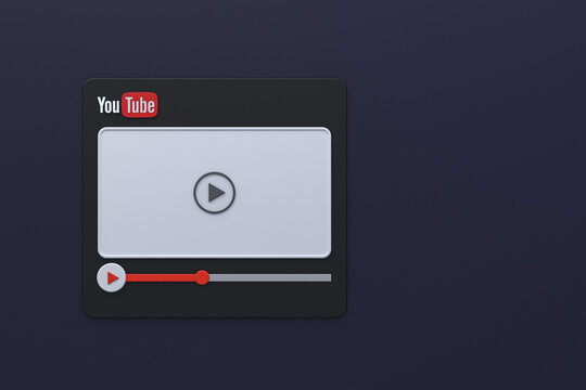 Youtube video player 3d screen design or video media player interface