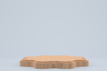 wood podium minimal 3d rendering or product stand for cosmetic product presentation