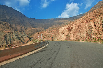 The road of Hejaz Mountains close Taif city in Makkah Province, Saudi Arabia