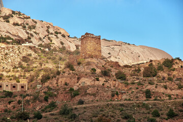 Fototapeta na wymiar The old fort in Hejaz Mountains, Makkah Province, Saudi Arabia