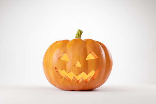 Spooky halloween pumpkin isolated over white background.