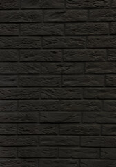 Horizontal brickwork is black with damage. Black background with brick texture.
