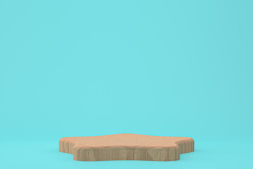 wood podium minimal 3d rendering or product stand for cosmetic product presentation