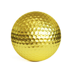 Golden golf ball isolated on white background 3d rendering