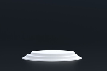 Product stand, Podium minimal on Black background for cosmetic product presentation.