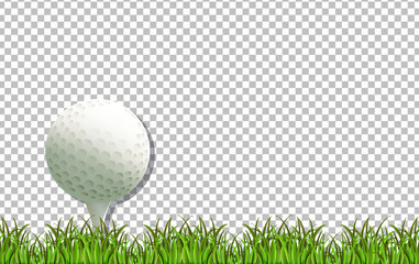 Golf ball and grass on transparent background