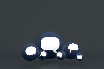 Idea comment or think reactions emoji 3d render,social media balloon symbol with comment icons...