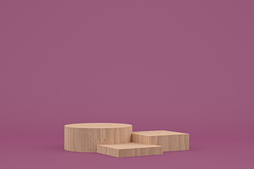 wood podium minimal 3d rendering or product stand for cosmetic product presentation
