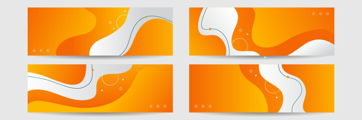 Orange abstract banner background. Business conference template. Vector vibrant orange yellow banner for social media event promo