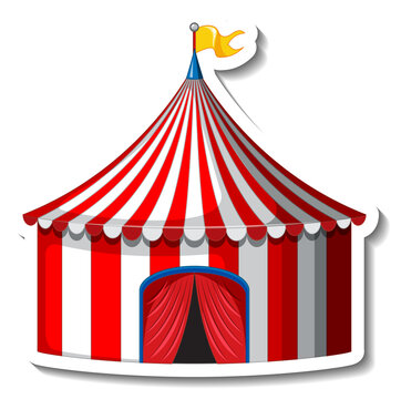 Sticker template with Circus Tent isolated