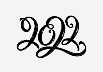 2022 hand drawn lettering isolated on white background.