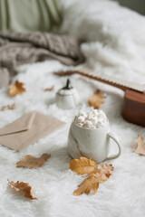 Coffee cup with marshmllows for celebrating christmas
