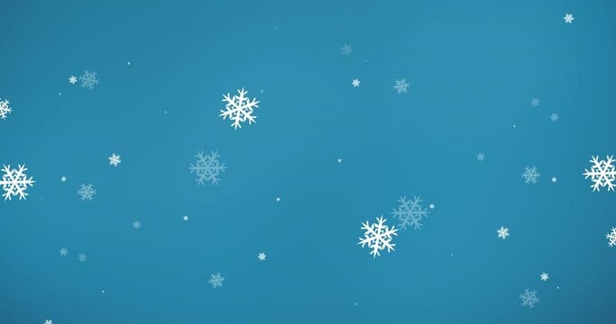 Animation of snowflake christmas pattern on blue background