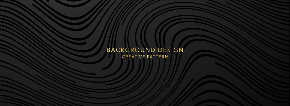 Premium background design (banner) with black line pattern (wave texture). Luxury vector template for formal invite, voucher, prestigious gift certificate