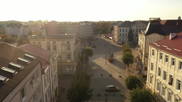 The Tram exhibit on the square of Sovetsk city