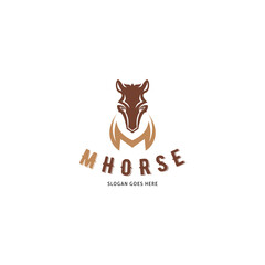 Initial Letter M Horse Icon Vector Logo Template Illustration Design