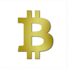 Golden Bitcoin symbol sign logotype - 3d Icon character of bitcoins digital currency - isolated on a white background.