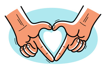 Obraz premium Two hand showing heart sign vector illustration isolated on white.