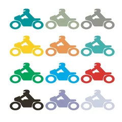 Stickers pour porte Course de voitures colorfull motorcycle icon set  sideview vector design