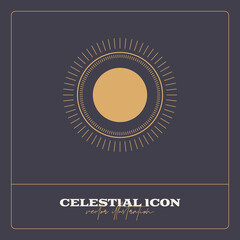 Alchemy esoteric mystical magic celestial talisman line icon. Spiritual occultism object. Liine geometric badge.