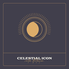 Alchemy esoteric mystical magic celestial talisman line icon. Spiritual occultism object. Liine geometric badge.