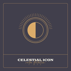 Alchemy esoteric mystical magic celestial talisman line icon. Spiritual occultism object. Liine geometric badge.