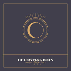 Alchemy esoteric mystical magic celestial talisman line icon. Spiritual occultism object. Liine geometric badge.