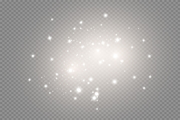 The dust is yellow. yellow sparks and golden stars shine with special light. Vector sparkles on a transparent background. Christmas light effect. Sparkling magical dust particles.