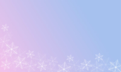 Abstract winter background. Blue and pink gradient background with snowflakes
