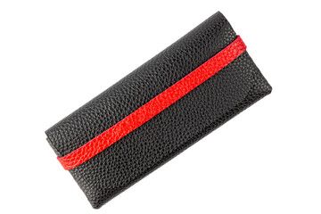 Black wallet isolate on a white background. Leather wallet white background