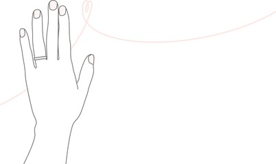 薬指に指輪をはめた女性の手とハート