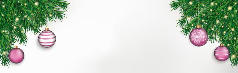 Green Twigs Side Christmas Pink Baubles