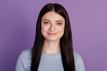 Fototapeta premium Photo of young attractive confident business woman manager smart isolated over violet color background