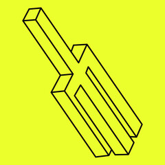 Impossible figure. Line design. Impossible shapes. Optical illusion objects. Op art. Sacred geometry.