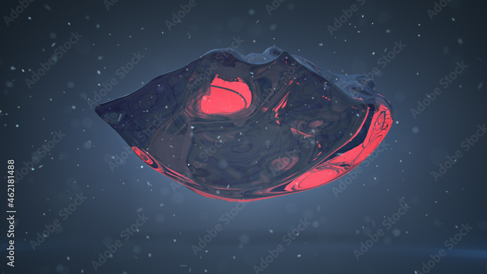 Poster liquid dynamic shape is vibrating 3d rendering illustration