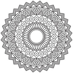 Fototapeta premium Leaf Flower Petal Coloring Mandala Art Simple Graphic Shape Vector Floral Oriental Outline Vintage Decorative Elements Pattern Illustration Islam Arabic Indian Turkish Mystic Religion Morals Lotus