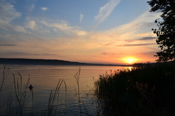 sunset over the river
